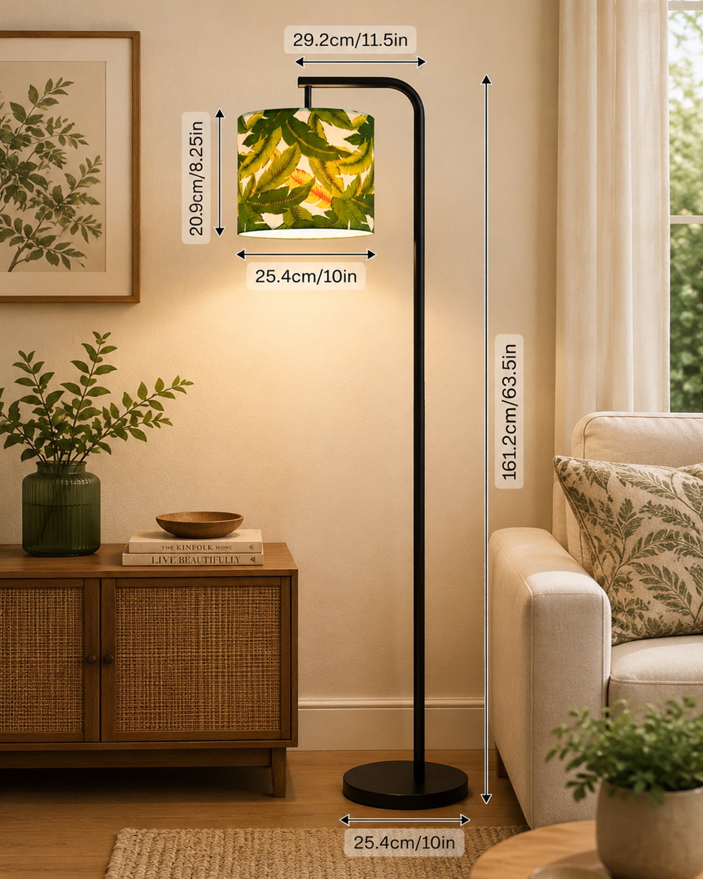 Homesake® Axis Floor Lamp for Living Room, Modern Standing Floor Lamp with Linen Fabric Shade & Black Metal Frame, Tall Reading Lamp for Bedroom, Corner, Office, Study Room & Home Decor