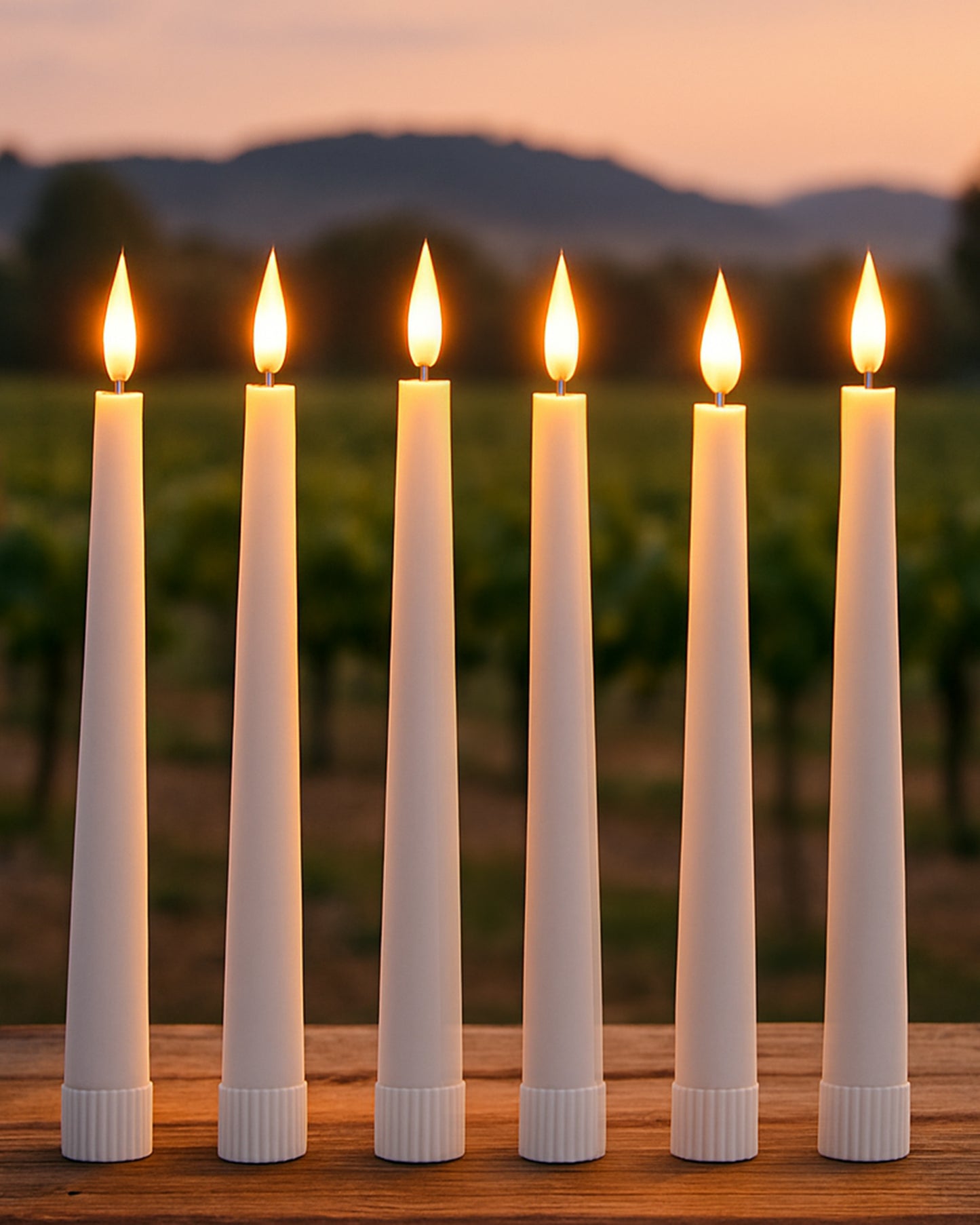 Flameless Taper Candles - 11" Flickering LED Candlesticks, Electric Candles for Home Diwali Wedding Parties Holiday Decor, White, set of 2 & 6