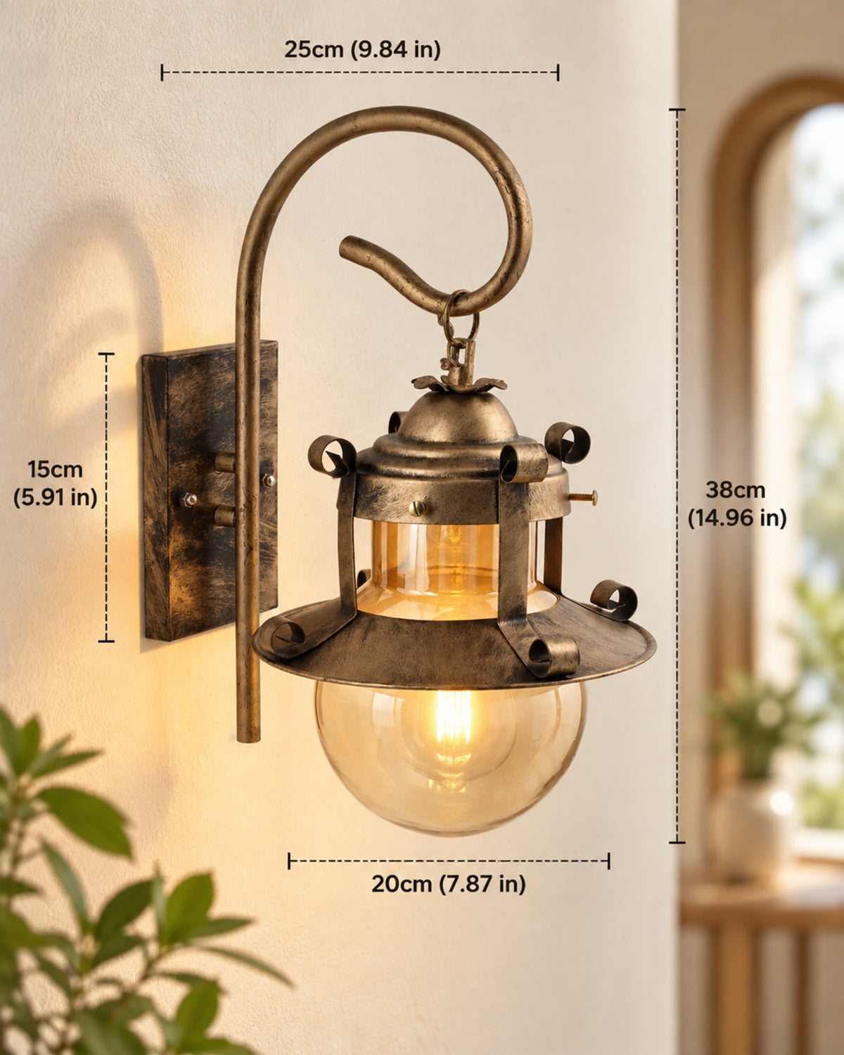 Rustic Wall Light Fixtures, Oil Rubbed Bronze Finish Indoor Vintage Wall Sconce Industrial Lamp Fixture Glass Shade Farmhouse Metal Sconces for Bedroom Living Room Cafe, Wall Globe Lantern