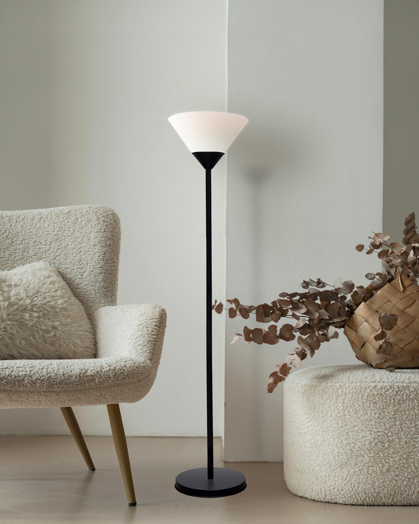 Sky Inverted Standing Lamps with Acrylic Shade,Modern Floor Lamp for Living Room, Bedrooms, Office Straight Black