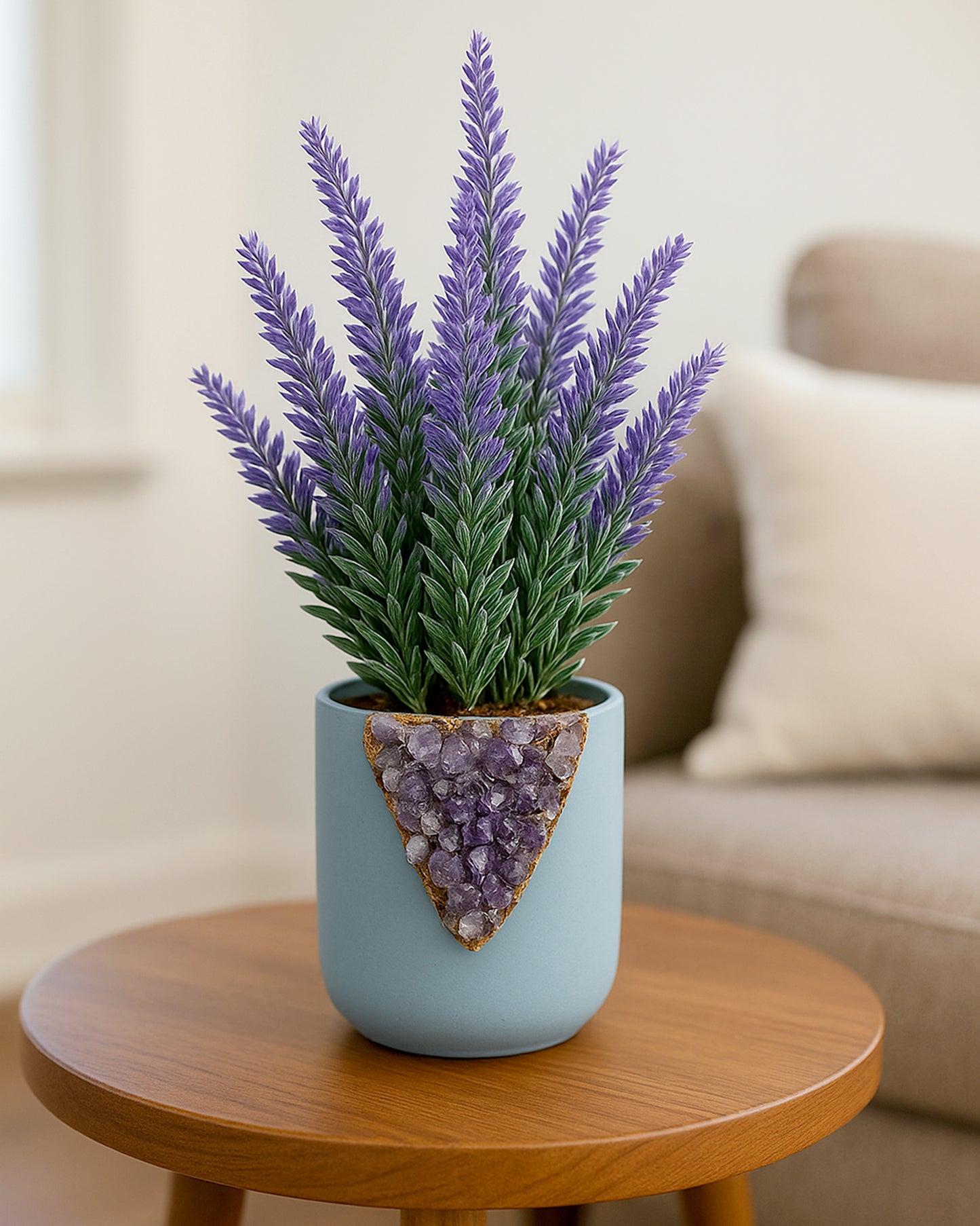 Artificial Lavender Flowers Plants Lifelike UV Resistant Fake Shrubs Greenery Bushes Bouquet to Brighten up Your Home Kitchen Garden Indoor Outdoor Decor(Purple), set of 4