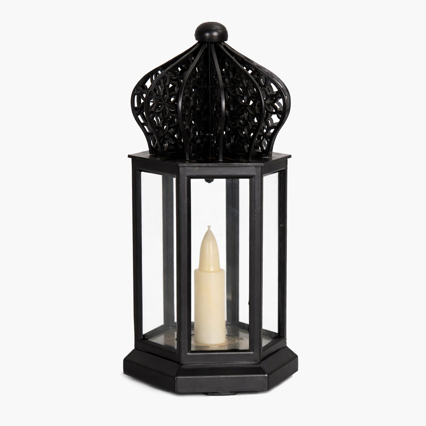 Homesake® Antique LED Candle Hurricane Lamp, 1 Pc Flameless and Smokeless Acrylic, Wall Hanging for Home, Living Room Corner, Bedroom, Wall Decor, Ramadan Decorations, Arabian Nights, Black