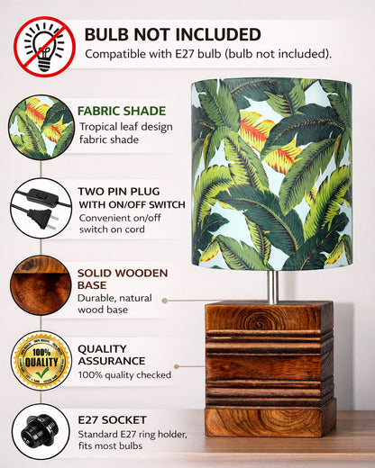Modern Zen Wooden Lampshade Nightstand Lamps, Antique Base E27 Creative Reading Bedside Lamps Ideal for Bedroom, Cube, Bird Cylinder