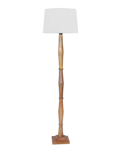 Wood Antique Candlestick Fabric Drum Shade Decor for Living Room Reading House Bedroom Home, Natural Diamond