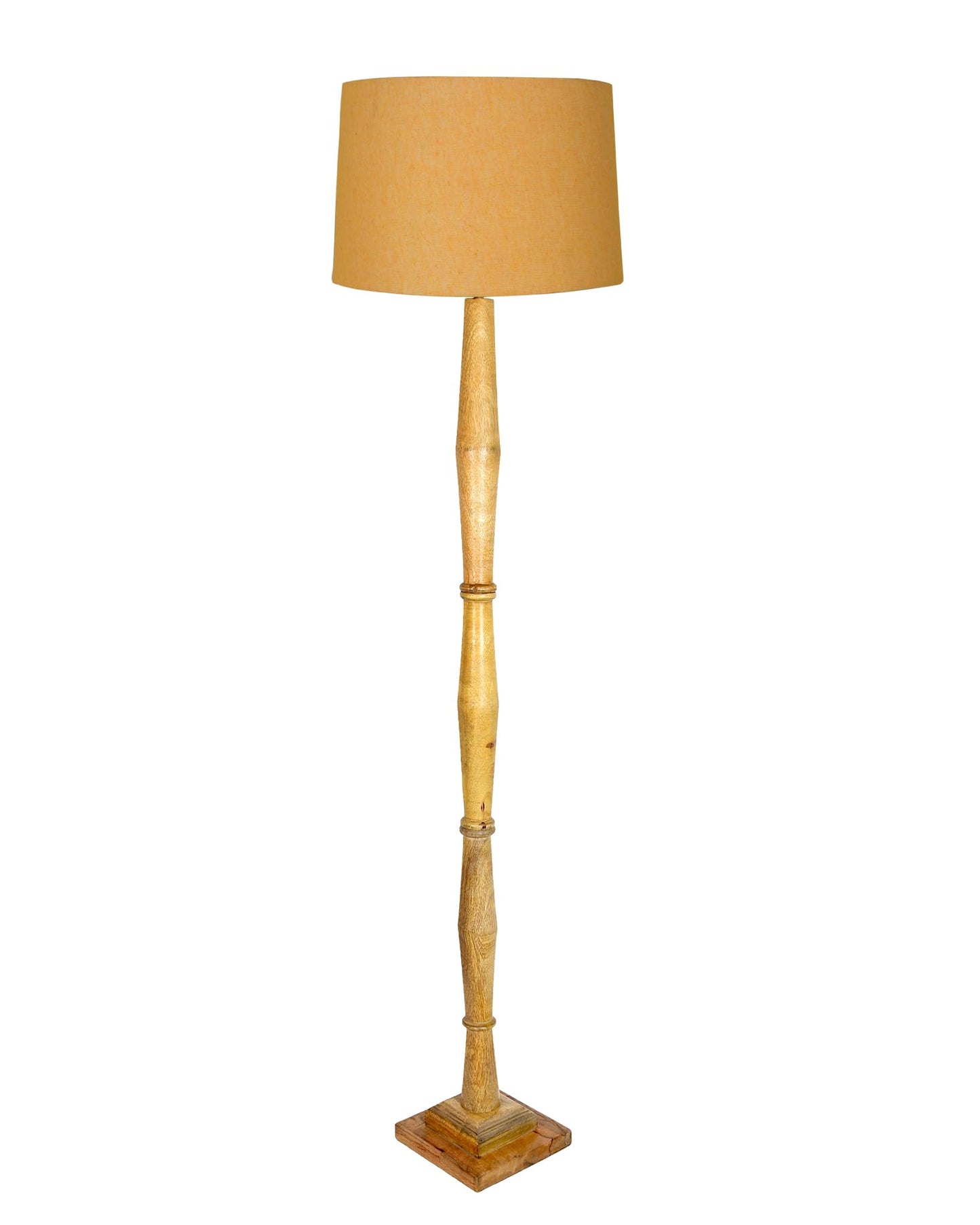 Wood Antique Candlestick Fabric Drum Shade Decor for Living Room Reading House Bedroom Home, Natural Diamond