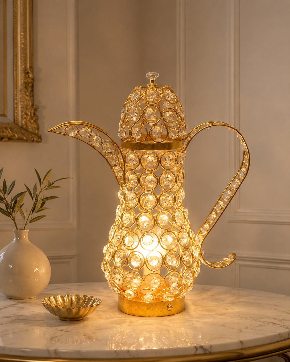 Vintage Crystal Surahi Table Lamp