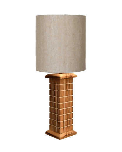 Rustic Beige Table Lamp New York Skyline with Fabric Shade, Table Light, Home Décor, Office, Gift, Jute Drum