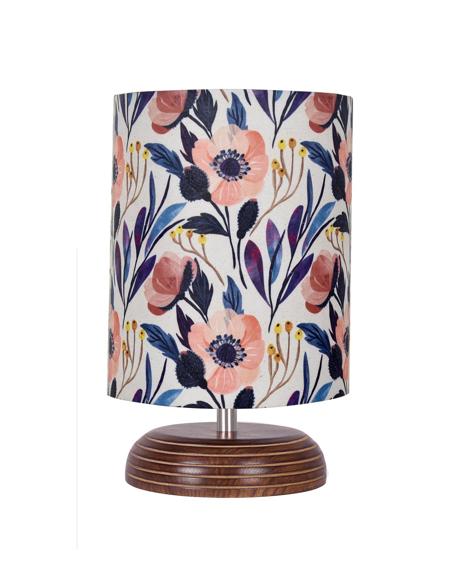 Modern Zen Wooden Lampshade Nightstand Lamps, Antique Base E27 Creative Reading Bedside Lamps Ideal for Bedroom, Pebble, Bird Cylinder