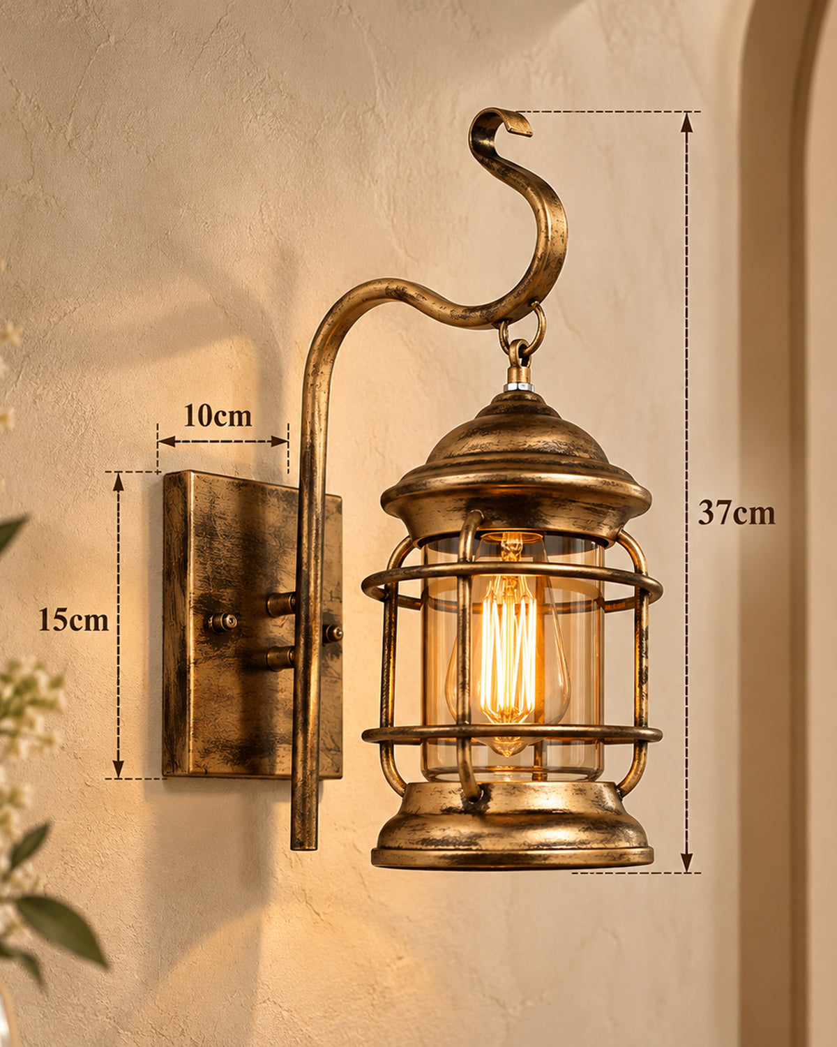 Rustic Wall Light Fixtures, Oil Rubbed Bronze Finish Indoor Vintage Wall Sconce Industrial Lamp Fixture Glass Shade Farmhouse Metal Sconces for Bedroom Living Room Cafe, Wall Cage Cylinder