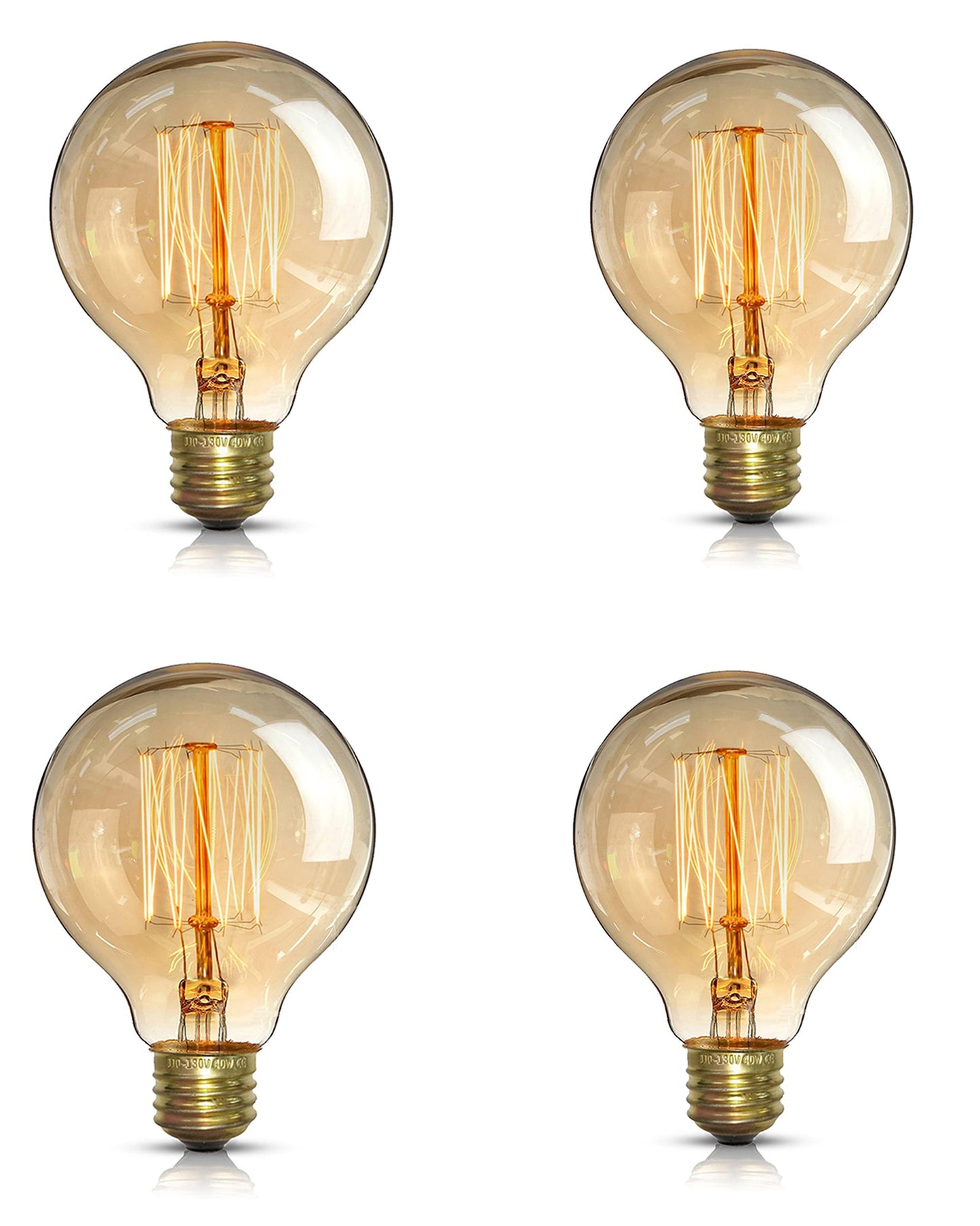 Homesake® Edison Round Bulb - 4 Unit (Warm Yellow), Vintage Edison Bulb with Warm Amber Glow for Decorative Lighting