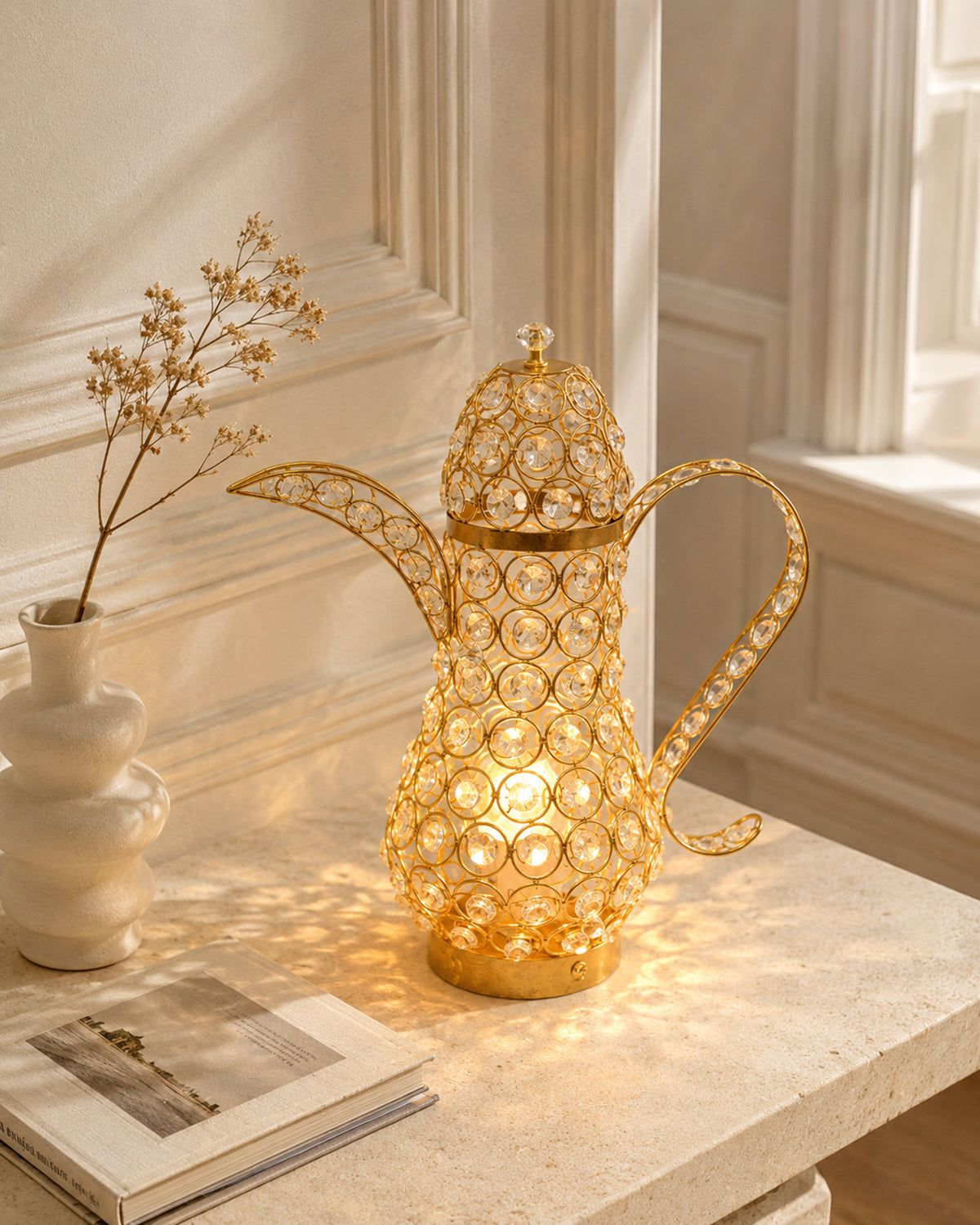 Vintage Crystal Surahi Table Lamp