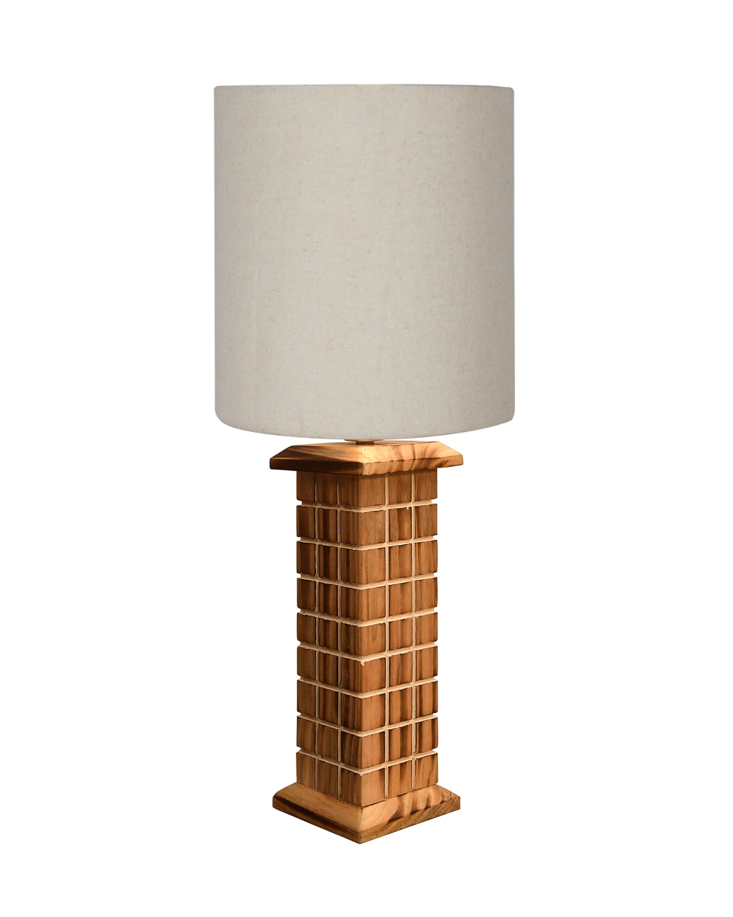 Rustic Beige Table Lamp New York Skyline with Fabric Shade, Table Light, Home Décor, Office, Gift, Jute Drum