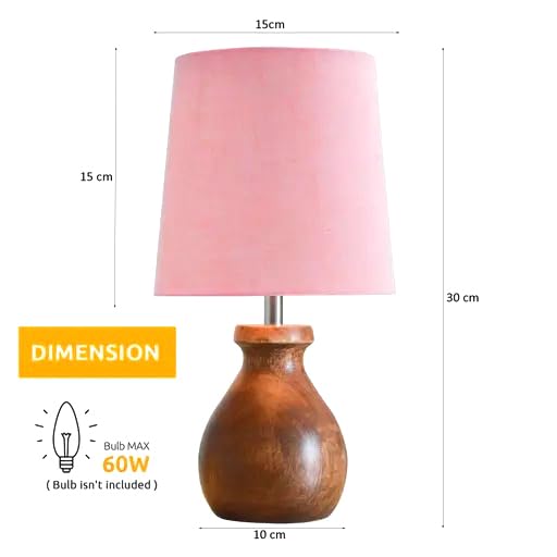 Mini Farmhouse Wooden Dowel Pot Table Lamp Dome Vintage Small Lamps Decorative for Small Spaces Bedside Lamps Suitable for Nightstand Children's Room or University Dormitory, Green