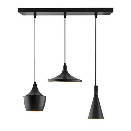 3-Lights Linear Cluster Chandelier Modern Medium Tri-Nordic hanging Light, E27 Holder, Decorative, Black, URBAN Retro, Nordic Style, LED/Filament Bulb