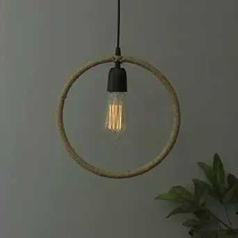 Modern Metal Pendant Lights Hemp Rope Decor Hanging Lamp E27 Loft Ceiling Light with filament bulb