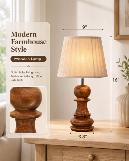 Chess Decorative Bedside Table Desk Lamp Linen Frilled Shade for Décor, Accent Light, Gameroom, Kids', Living Room, Bedroom, Handmade Wooden, Bishop