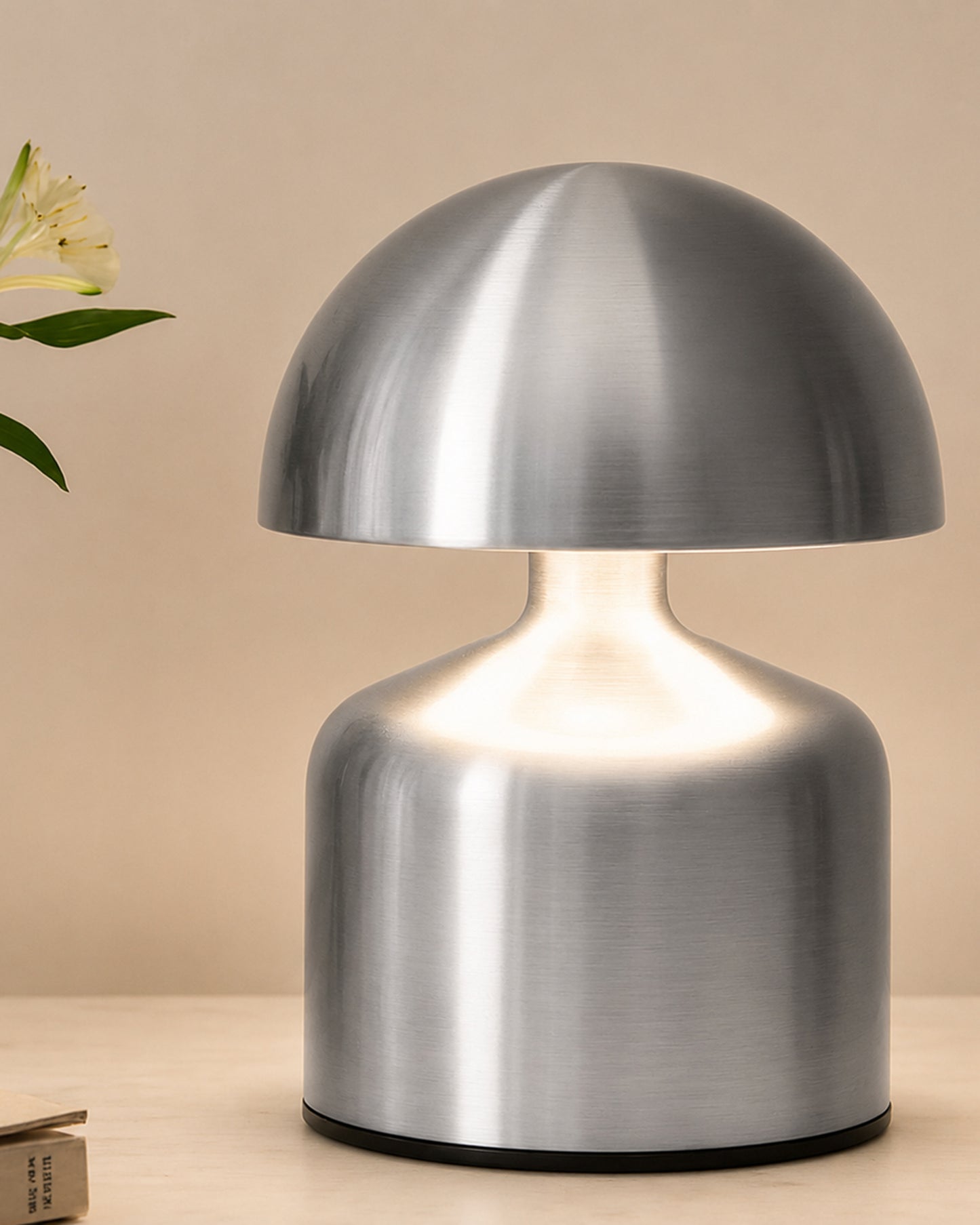 Table Lamp Portable Lamps for Bedroom, Night Lamp, Table Lamp for Bedroom & Living Room, Bedside Lamp, Dimming, 3 Colour Touch Control, Wireless Charging, Metal Mushroom, Gold
