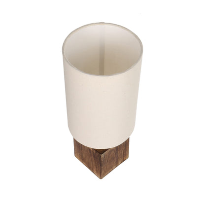 Modern Zen Wooden Lampshade Nightstand Lamps, Antique Base E27 Creative Reading Bedside Lamps Ideal for Bedroom, Cube