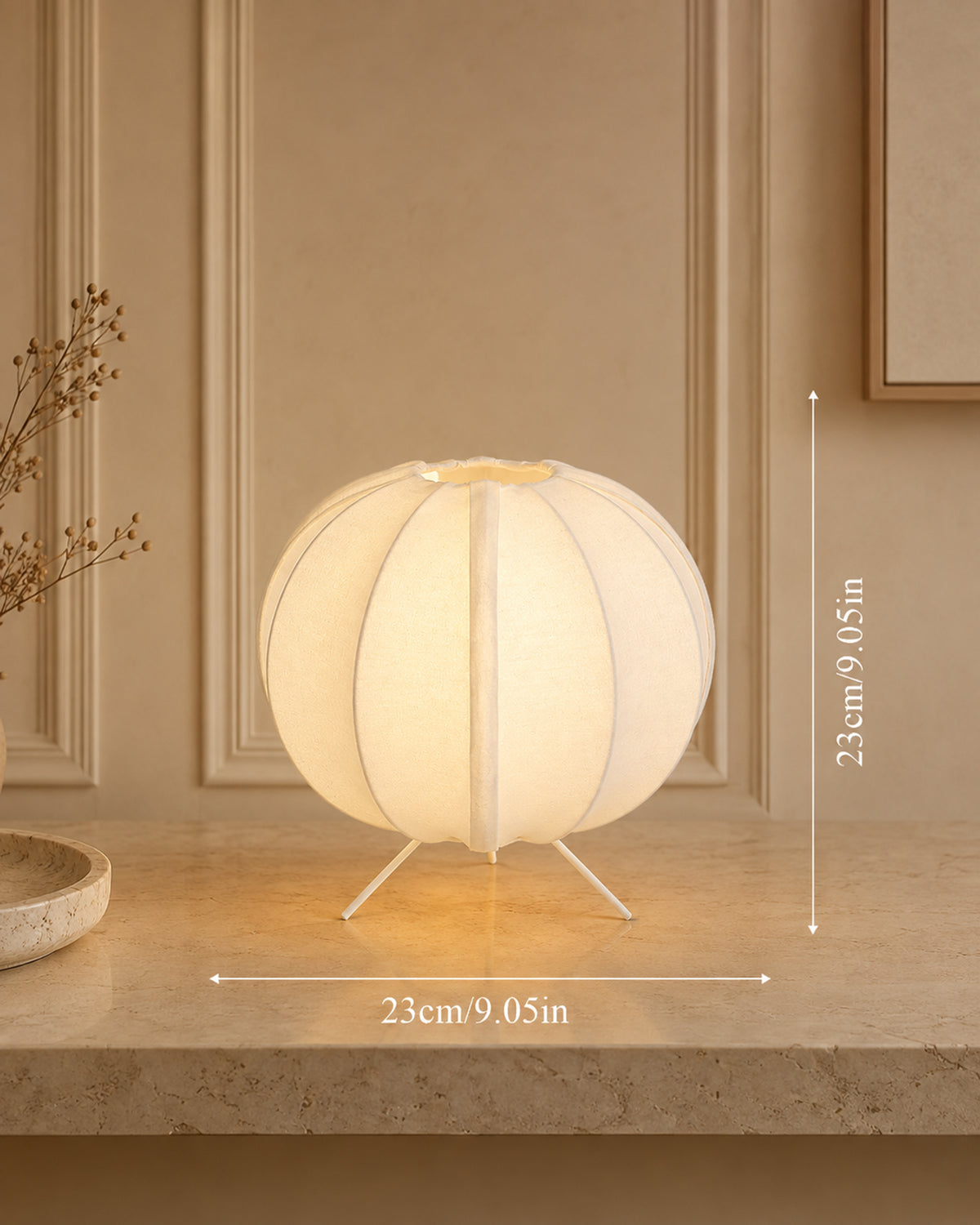 Homesake® Traditional Style Design Living Room Silk Fabric Table Lamp for Home and Hotel Decoration Ball Shade Silk Restaurant Table Lamps White