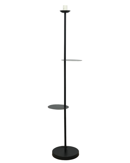 Homesake® Contemporary Duo Shelf Metal Floor Lamp for Living Room | Bedside Side Lamp for Living room Office Home Decor Standing Lamp | Black, White Globe (Black)