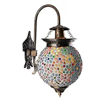 Antique Turkish Mosaic Heritage Style Wall Lamp, Glass Wall Bracket