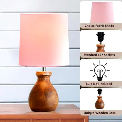 Mini Farmhouse Wooden Dowel Pot Table Lamp Dome Vintage Small Lamps Decorative for Small Spaces Bedside Lamps Suitable for Nightstand Children's Room or University Dormitory, Green