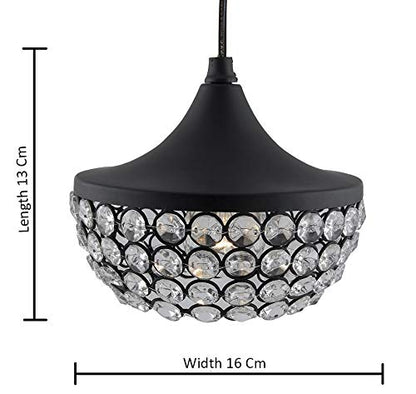 Matt black Crystal hanging goblet light, ceiling light, Nordic E27 pendant