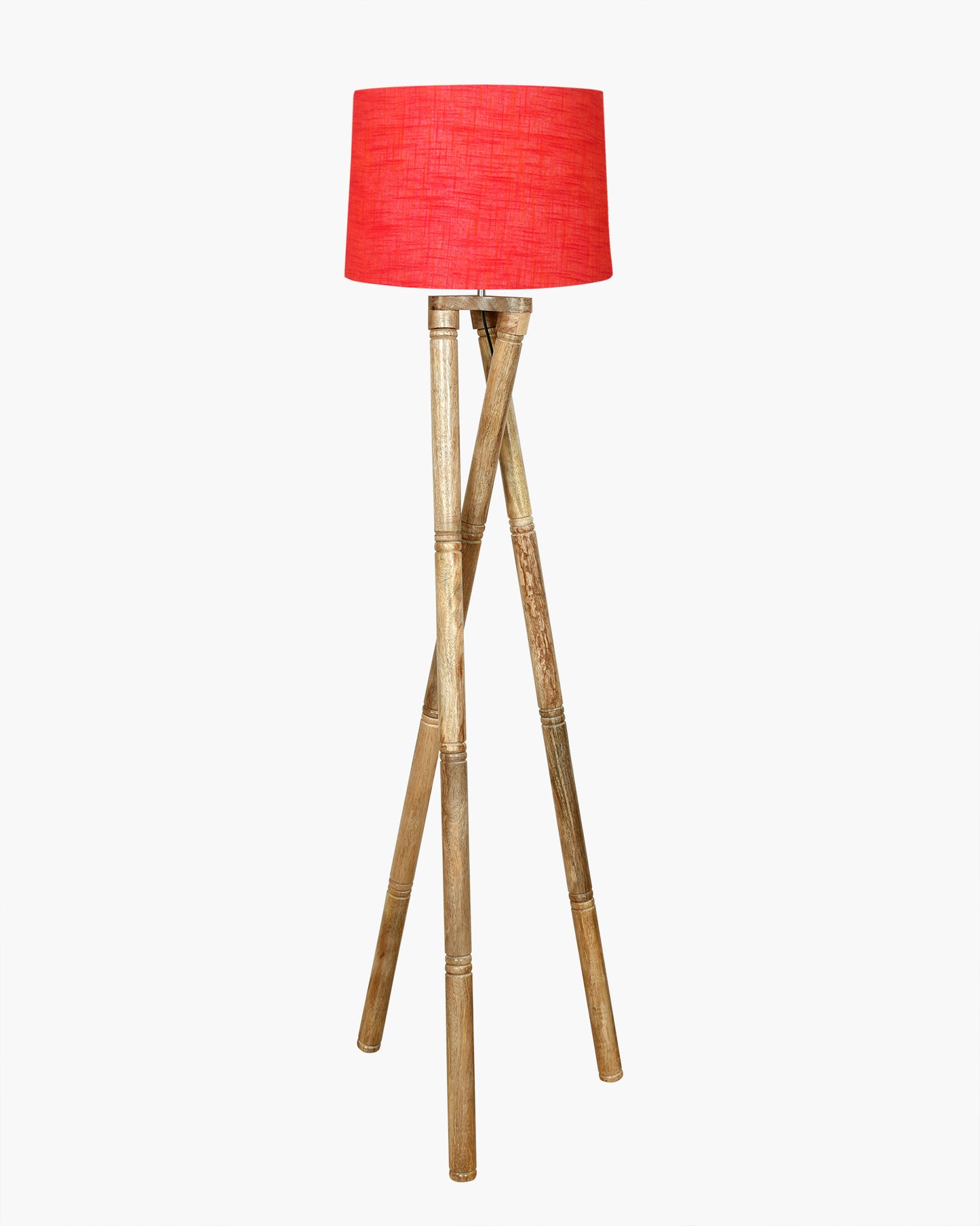 Cross-leg Wood Tripod Floor Lamp, Mid Century Standing Lamp, E27 Lamp Base, With Shade Modern Design Floor Reading Lamp for Living Room Bedroom, Study Room and Office