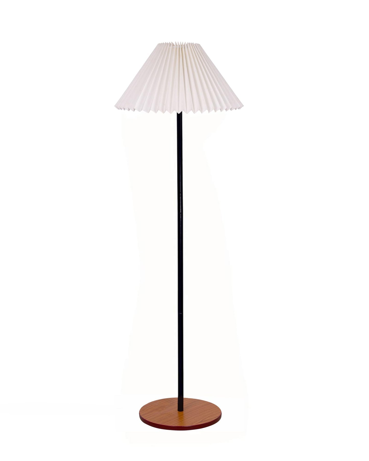 Homesake® Modern Floor Lamp for Living Room Traditional Farmhouse Boho Floor Lamp Mid-Century Pole Lamp, Linen Lamp Shade Side Standing Lamps | Corner Lamp Light | Hall Bedroom Office, Pleated White