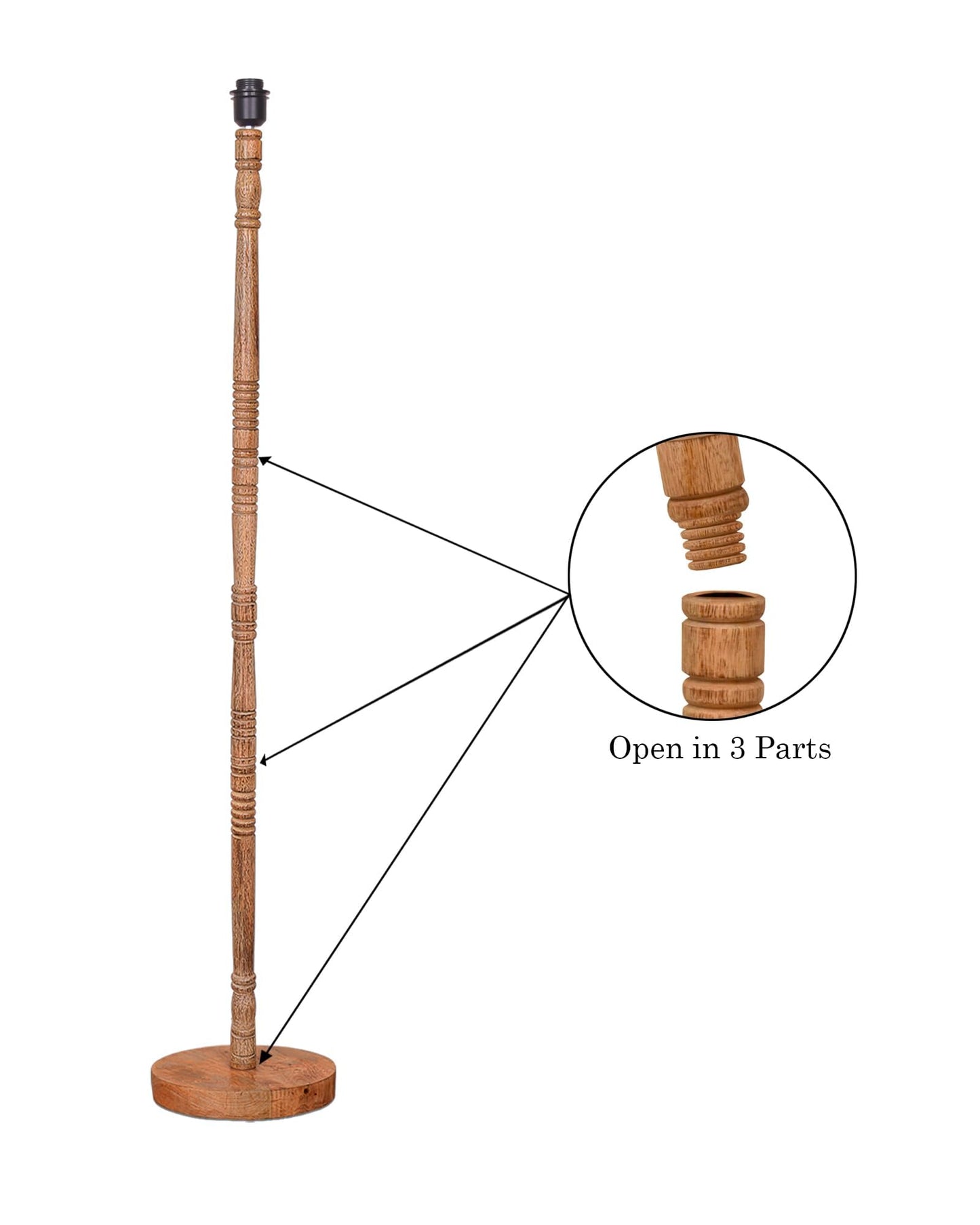 Homesake® Mid Century Modern Floor Lamp for Living Room | Hand turned | Corner Lamp for Living Room, Stand Lamp with Fabric Lampshade for Bedroom, Study Room and Office, (Vine and Flowers)