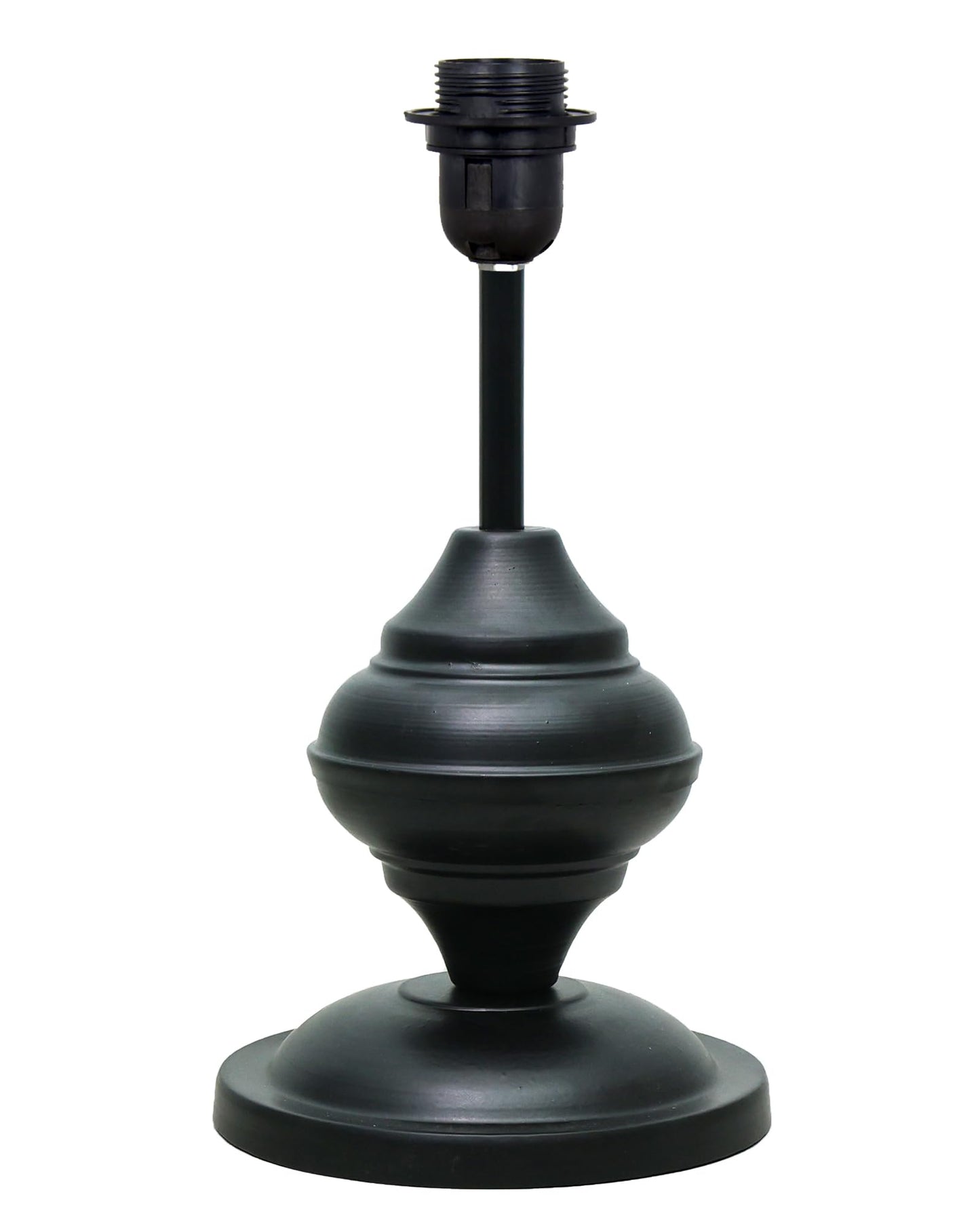 Black Metal Table Lamp | for Living Room | Modern Bedside Light with Pleated Shade | Decorative Night Lamp for Bedroom, Study, Office | Home Decor Lighting, E27 holder, Urn