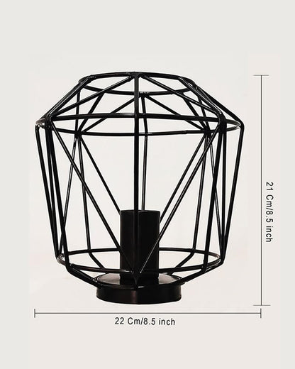 Homesake® Metal Cage Table Lamp, Vintage Flame E27 Decorative Bedside Incandescent Light (Geometric), Black