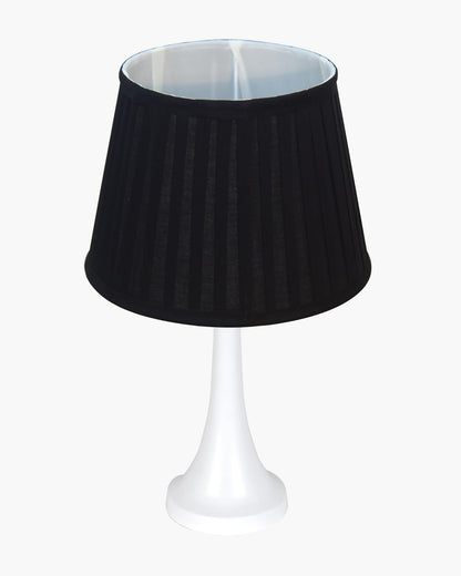 Farmhouse Matt Table Lamp for Bedroom, White Modern Bedside Lamps for Living Room, Rustic Table Light for Night Stands, Dorm, Office, Home Décor Fabric Shade, E27 holder, Cone, Iris Cone