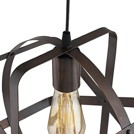 Industrial Globe Pendant Light, Vintage Metal Spherical Lantern Chandelier Ceiling Light Fixture, Antique Copper finish, E27 Filament edison retro country style