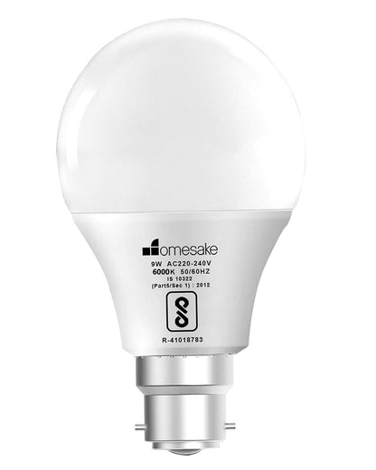 Homesake® B22 Light Bulbs Cool White 6000K 9W Standard Edison Base Bulb,for Bedroom Living Room, Energy Saving LED Light Bulb for Home, Office & Study Room