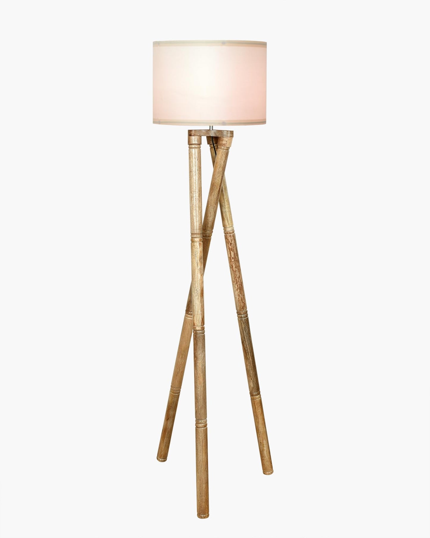 Cross-leg Wood Tripod Floor Lamp, Mid Century Standing Lamp, E27 Lamp Base, With Shade Modern Design Floor Reading Lamp for Living Room Bedroom, Study Room and Office
