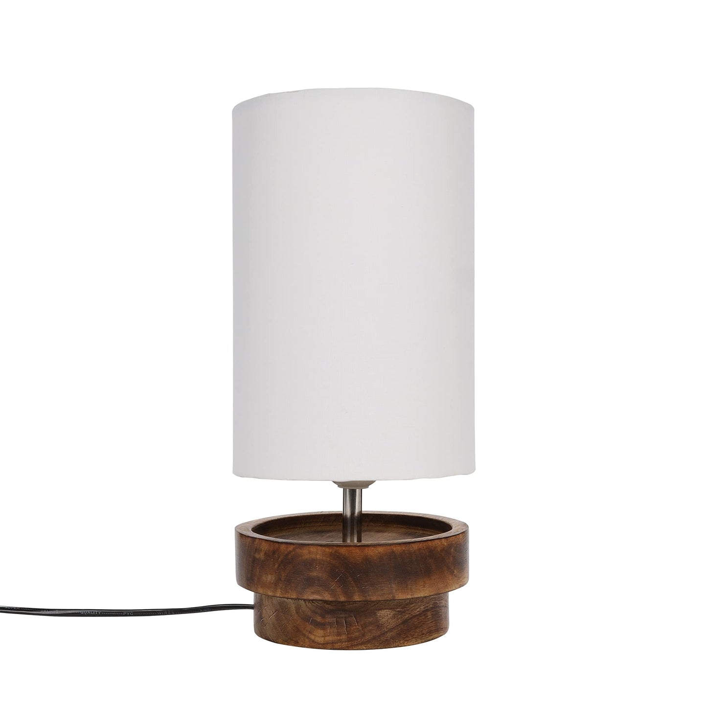 Modern Zen Wooden Lampshade Nightstand Lamps, Antique Base E27 Creative Reading Bedside Lamps Ideal for Bedroom, Concentric