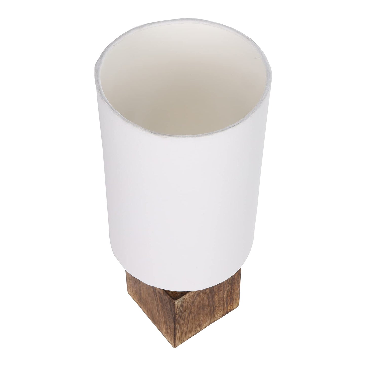 Modern Zen Wooden Lampshade Nightstand Lamps, Antique Base E27 Creative Reading Bedside Lamps Ideal for Bedroom, Cube