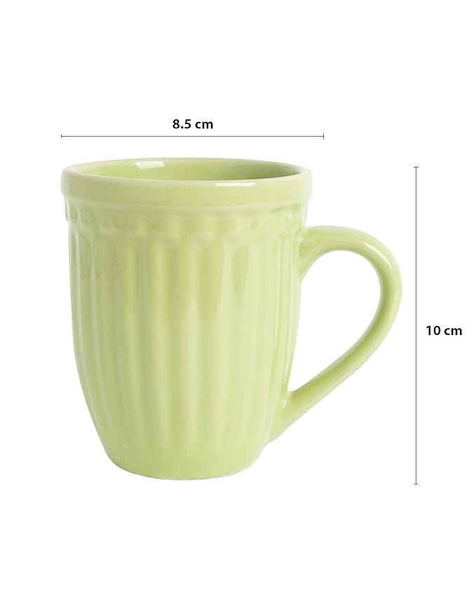 Mint green Handmade Irish Coffee Tea & Beer Mugs, Set of 2 Altered Glaze Latte Cups, Strips