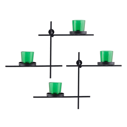 Homesake® Black Scorching Ladder with Pair of Votive Wall Hanging Candle Tealight Holder, Set of 2