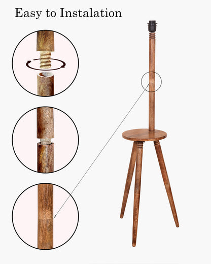 Table,Tripod Wooden Floor Lamp, Mid Century Standing Lamp, E27 Lamp Base, With Shade Modern Design Floor Reading Lamp for Living Room Bedroom, Study Room and Office
