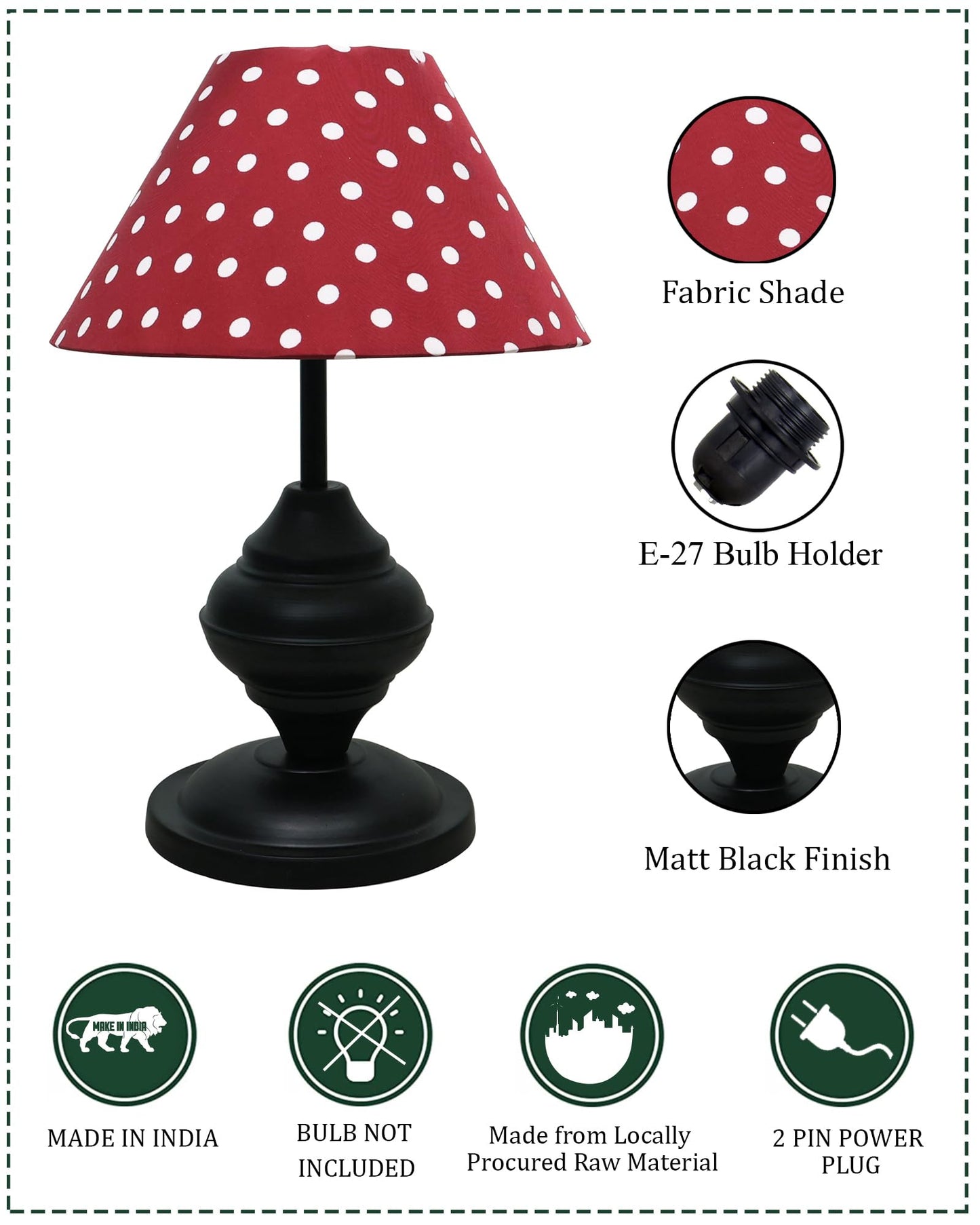 Black Metal Table Lamp | for Living Room | Modern Bedside Light with Pleated Shade | Decorative Night Lamp for Bedroom, Study, Office | Home Decor Lighting, E27 holder, Urn