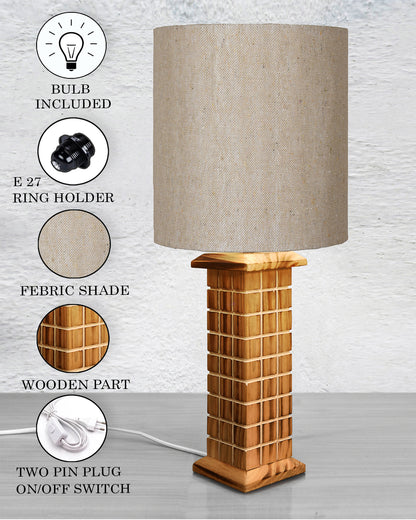 Rustic Beige Table Lamp New York Skyline with Fabric Shade, Table Light, Home Décor, Office, Gift, Jute Drum