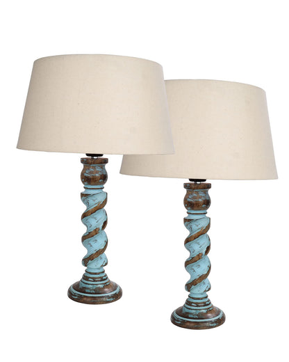 Signature Rustic Table Lamp set of 2, farmhouse Living Room Bedroom House Bedside Nightstand Home Office Reading Light, Rope Distress