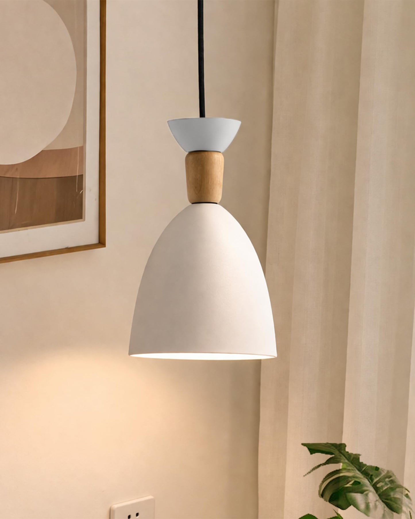 Nordic Minimaslist Macaron Adjustable Modern Wooden Iron Wall Mounted LED Wall Light Living Room Bedside Sconce Steering Head Stair Lamp with Lampshade, White