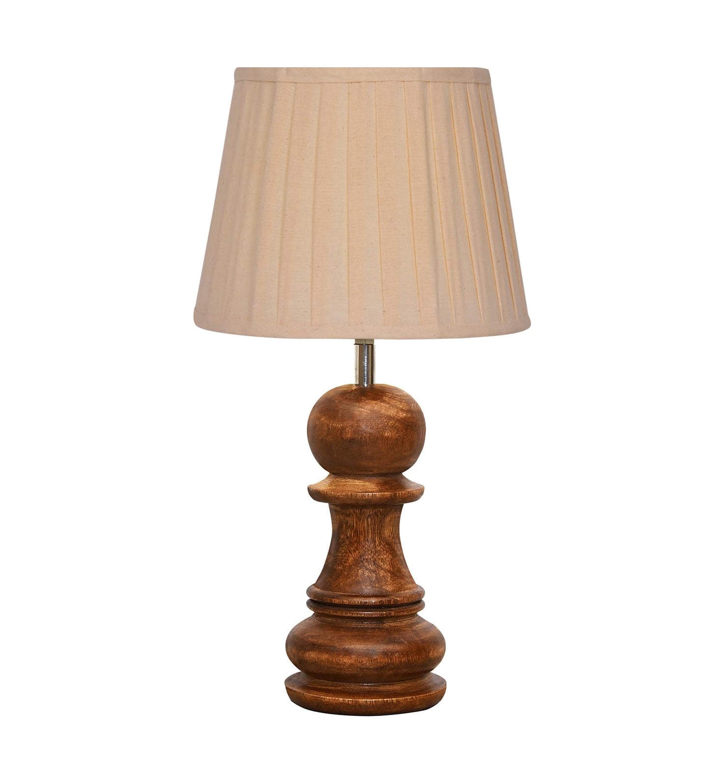 Chess Decorative Bedside Table Desk Lamp Linen Frilled Shade for Décor, Accent Light, Gameroom, Kids', Living Room, Bedroom, Handmade Wooden, Bishop