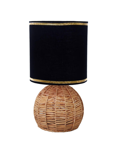 Homesake® Shade Rattan Table Lamp for Bedroom & Living Room, Natural Wicker Bedside Lamp for Bedroom, Living Room & Home Décor, E27 Holder, Livra, Scandinavian, Minimal Style Lighting (Round, Jute)