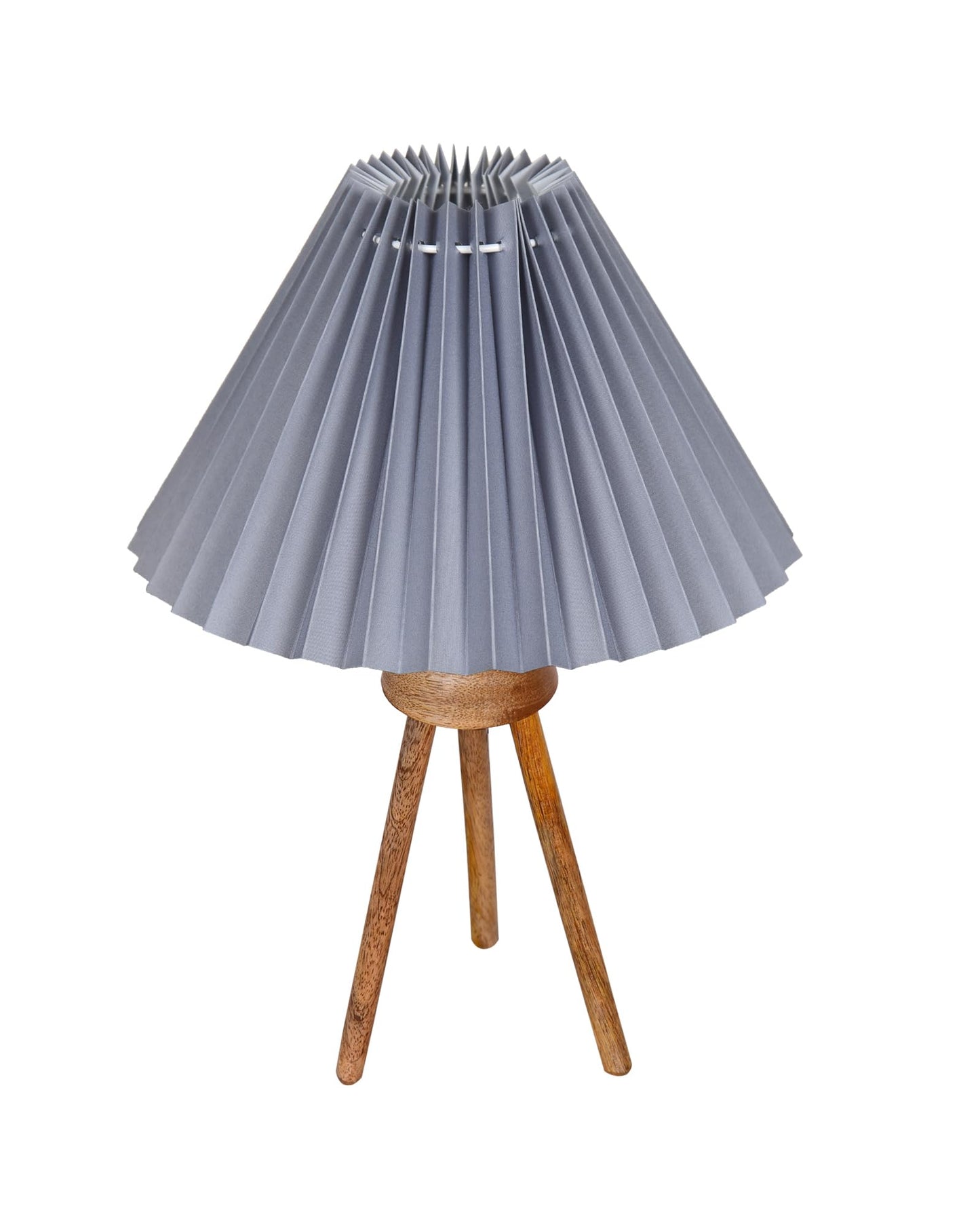Wood Tripod Small Table Lamps, Rustic Antique Dimmable Bedside Lamp with Linen Lampshade, Nightstand Lamp for Nursery, Bedroom, Kid Room, Living Room,