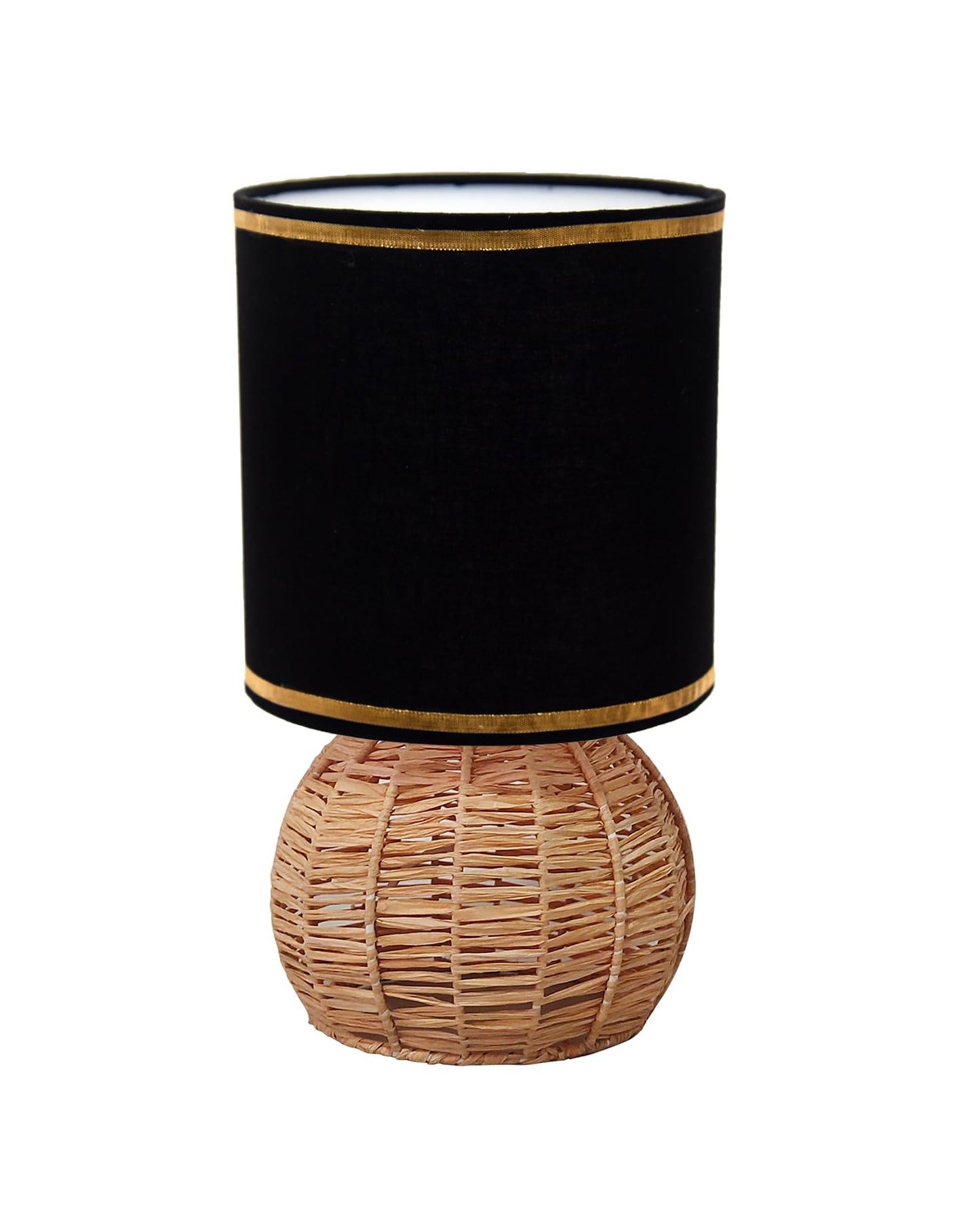 Homesake® Shade Rattan Table Lamp for Bedroom & Living Room, Natural Wicker Bedside Lamp for Bedroom, Living Room & Home Décor, E27 Holder, Livra, Scandinavian, Minimal Style Lighting (Round, Jute)