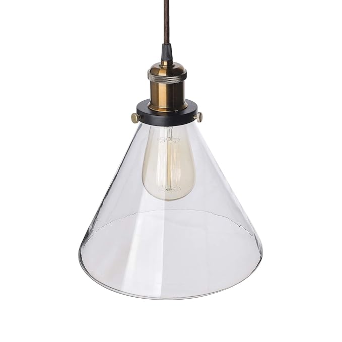 3-Lights Linear Cluster Chandelier Modern Glass Cone Shaped Hanging Light, Antique Socket, E27 Holder, Decorative, Black, URBAN Retro, Nordic Style